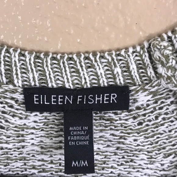 Eileen Fisher organic green and white crew neck sweater. - Picture 5 of 7